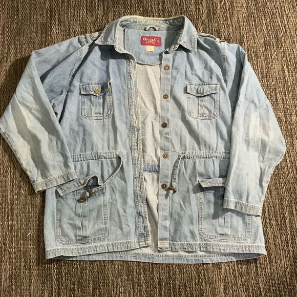 Denim&Co Jackets & Blazers - Denim & Co button up cinch waist vintage denim jacket
